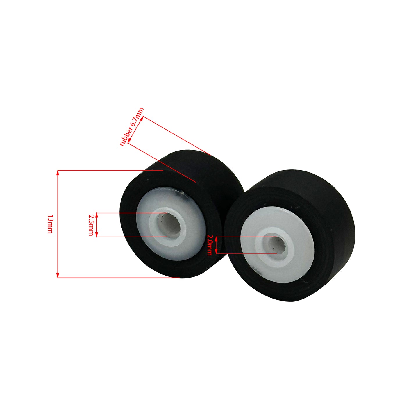 Pinch Roller Rubber Compatible With Boombox 13 x 8 mm Set of 2 pcs Single / Dual Capstan Cassette Decks Take-up Side Replacement