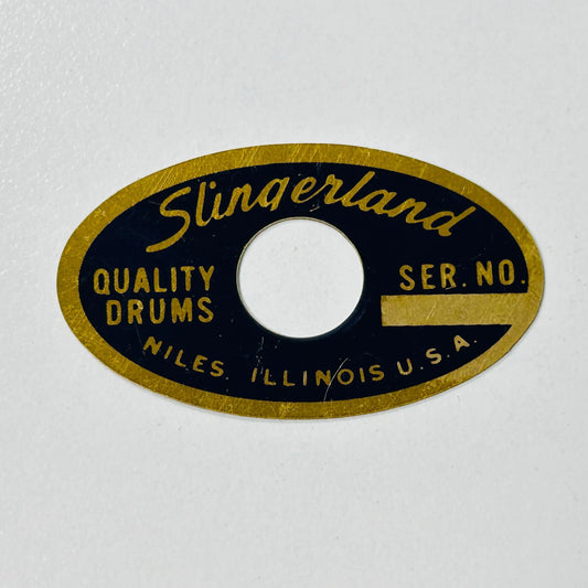 DRUM BADGE- 1962-1970 Slingerland Niles Black & Brass Badge