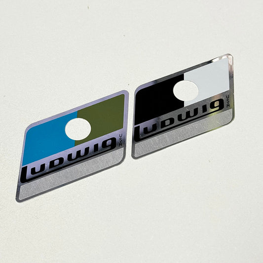 Ludwig 1970’s 1980's Blue And Olive , Black And White Drum Badge Pointy Vintage CHICAGO ERA SNARE TOM BASS + DRUM Part