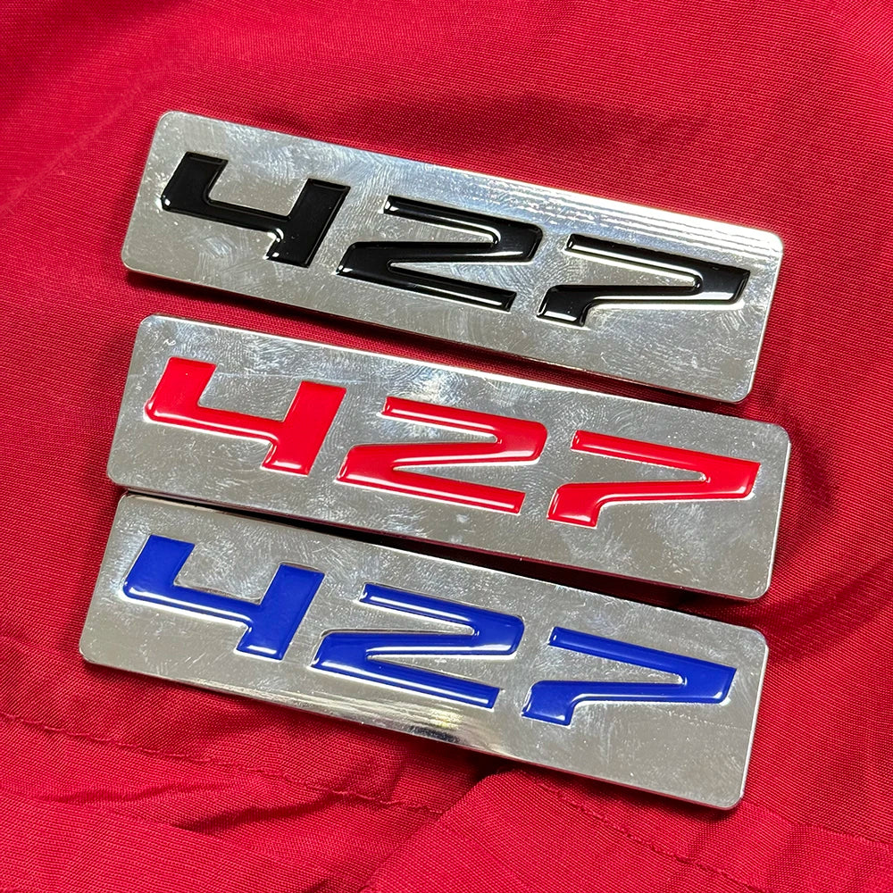 CHROME RED/BLUE/BLACK METAL 427 ENGINE RACE MOTOR SWAP EMBLEM BADGE ZZ4 L88 HOT RAT ROD