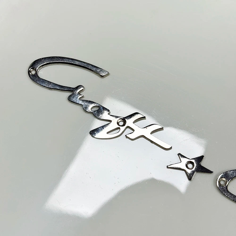 Chris * Craft Vintage Chrome Plated Logo Metal Badge Project/Restoration Small Version Interior Panel Marine Letter Markings