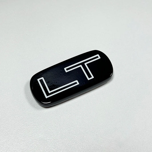 White LT Nameplate Emblem Car Badge For 99-07 Silverado Suburban Backed with 3M Tape 2.5" x 1.2"