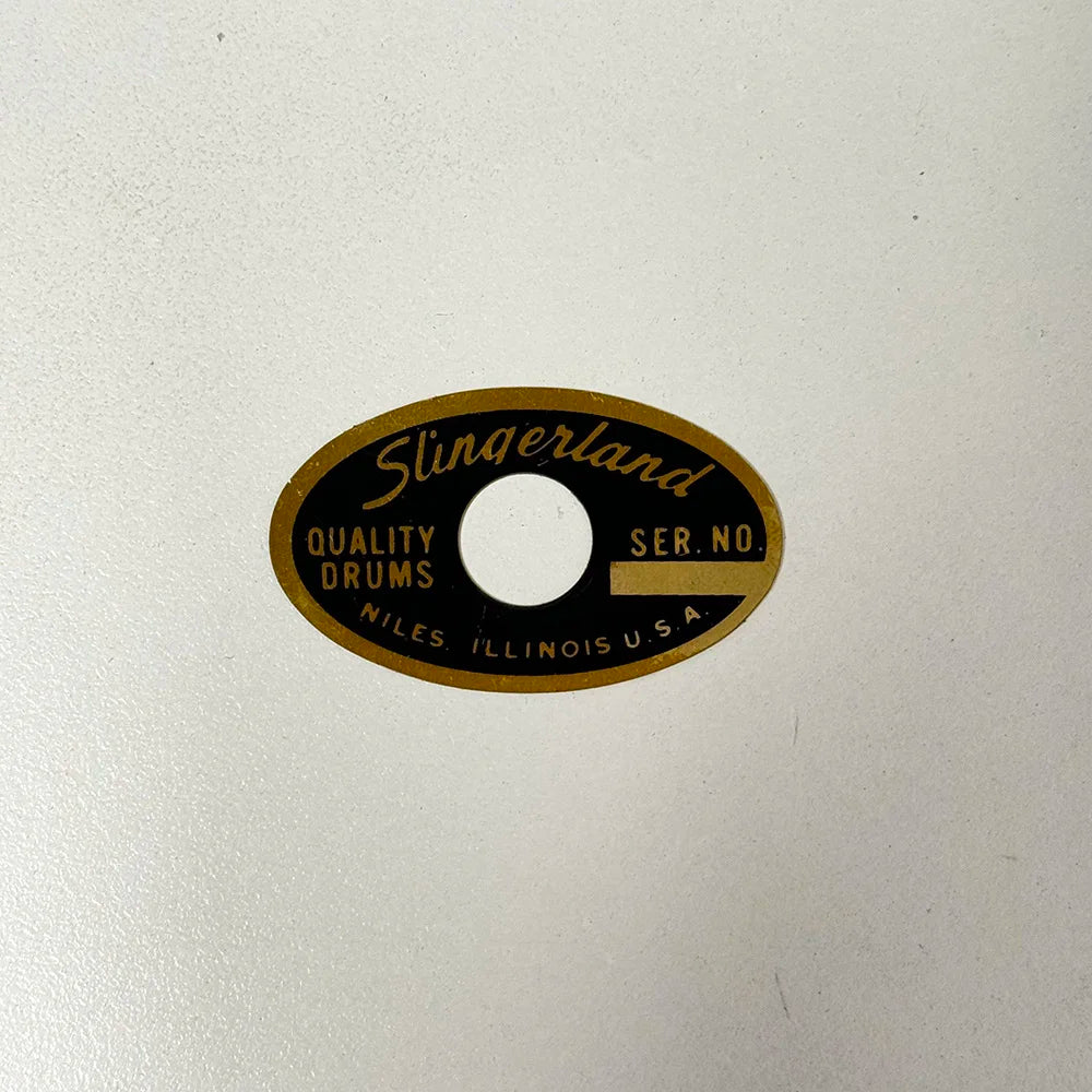 DRUM BADGE 1962-1970 Slingerland Niles ILLINOIS Black & Brass Badge Logo Plate Vintage Part