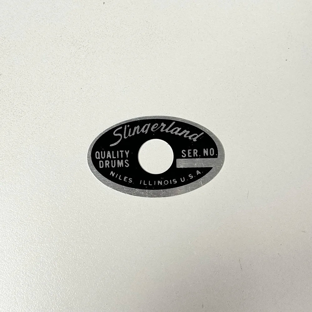 Oval Drum Badge Slingerland Black and Silver Niles ILLINOIS 70's through early 80's Logo Plate Vintage Part
