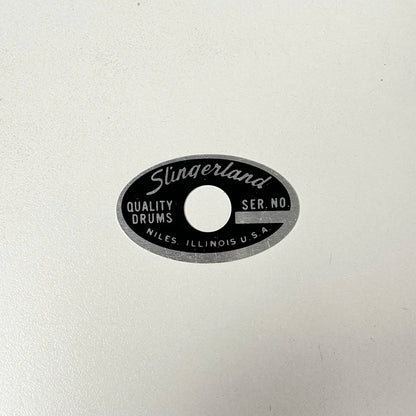 Oval Drum Badge Slingerland Black and Silver Niles ILLINOIS 70's through early 80's Logo Plate Vintage Part