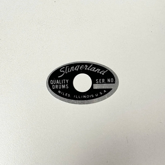 Oval Drum Badge Slingerland Black and Silver Niles ILLINOIS 70's through early 80's Logo Plate Vintage Part