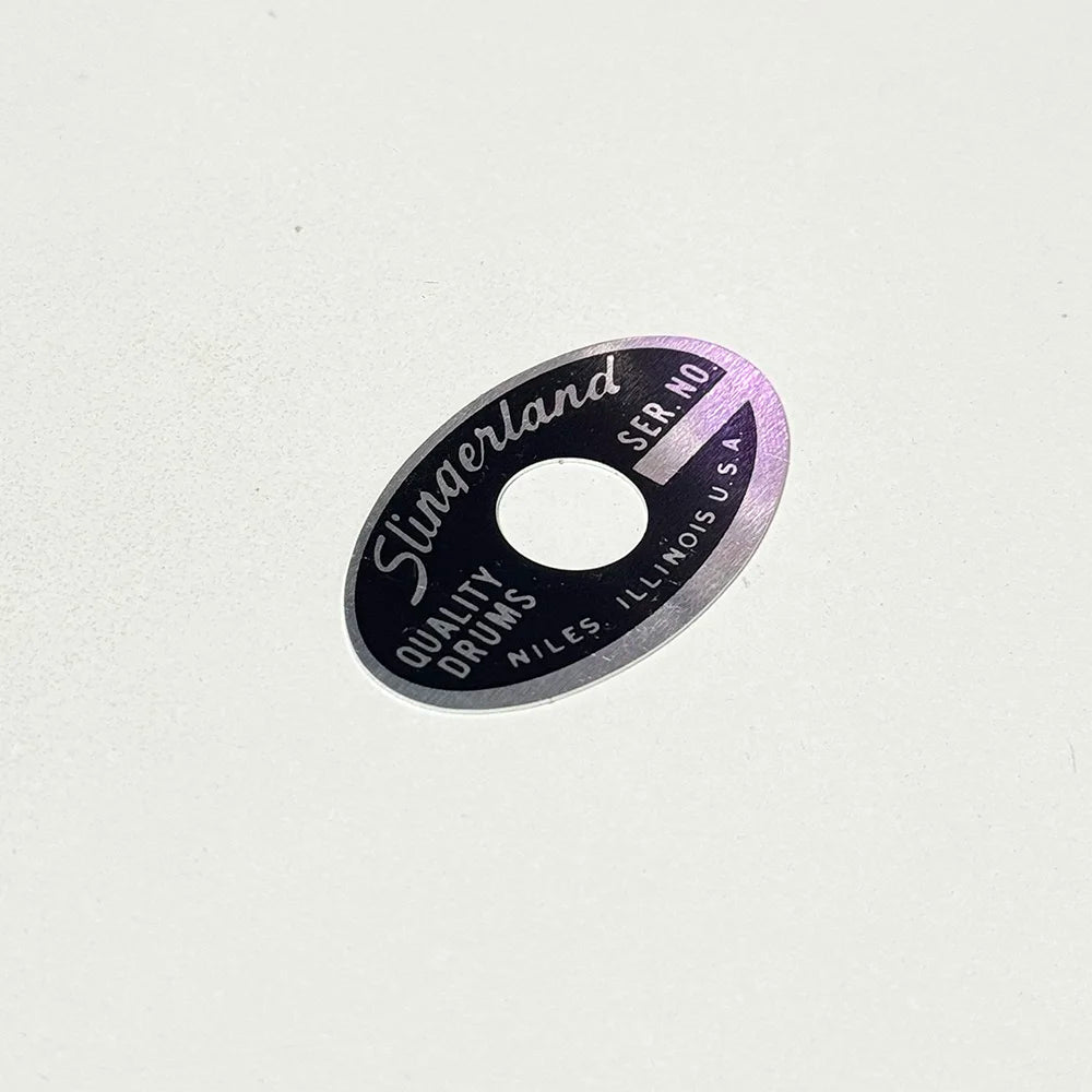 Oval Drum Badge Slingerland Black and Silver Niles ILLINOIS 70's through early 80's Logo Plate Vintage Part