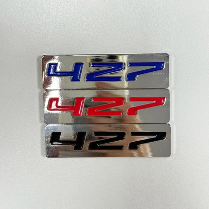 CHROME METAL 427 ENGINE RACE MOTOR SWAP EMBLEM BADGE ZZ4 L88 HOT RAT ROD With self-adhesive 76mm X 20mm Z06 Z51 LT Coupe 2-Door
