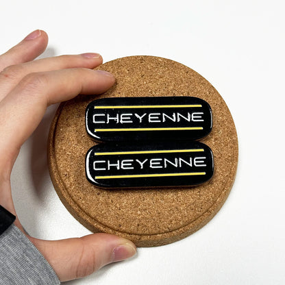 Cheyenne Cab Emblem With Tape Right Left Badge Roof Pillar For 88-07 Silverado Yellow 2.5" x 1.2" Part Repair