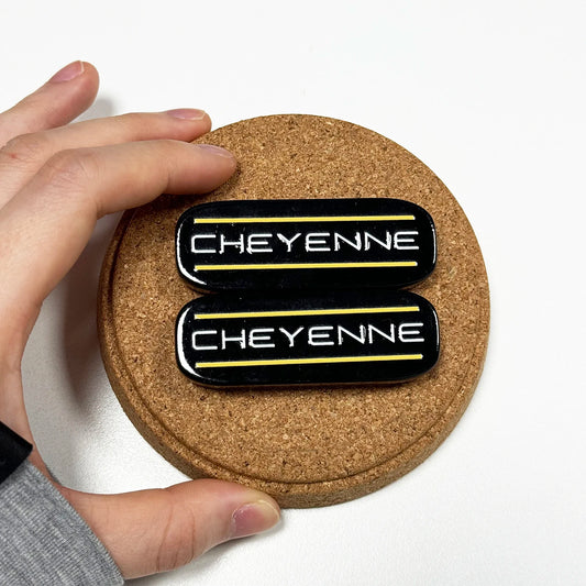Cheyenne Cab Emblem With Tape Right Left Badge Roof Pillar For 88-07 Silverado Yellow 2.5" x 1.2" Part Repair